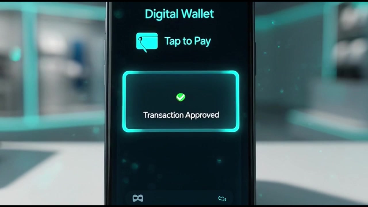 Persona utilizando un teléfono inteligente para realizar un pago NFC sin contacto en un terminal de punto de venta.