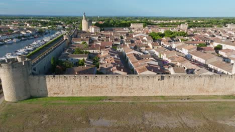 an aerial view of aigues-mortes fort in france