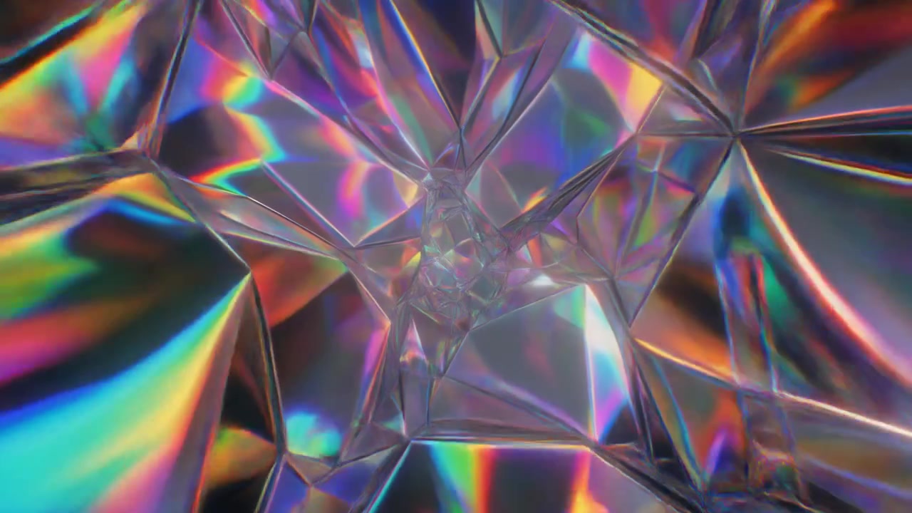 Sfondo Animato Astratto di Geometria Cristallina Iridescente Scintillante