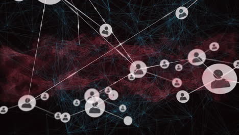 animación de la red de conexiones con iconos sobre formas
