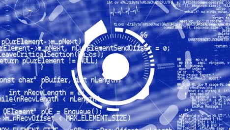 Animation of scan scope over data processing on blue background