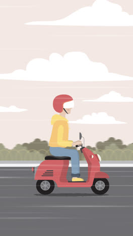 an animation of a electric bike concept with man wearing helmet