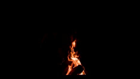 chispas que salen de un fuego de campamento, tiro ancho, cámara lenta de 4k 100fps