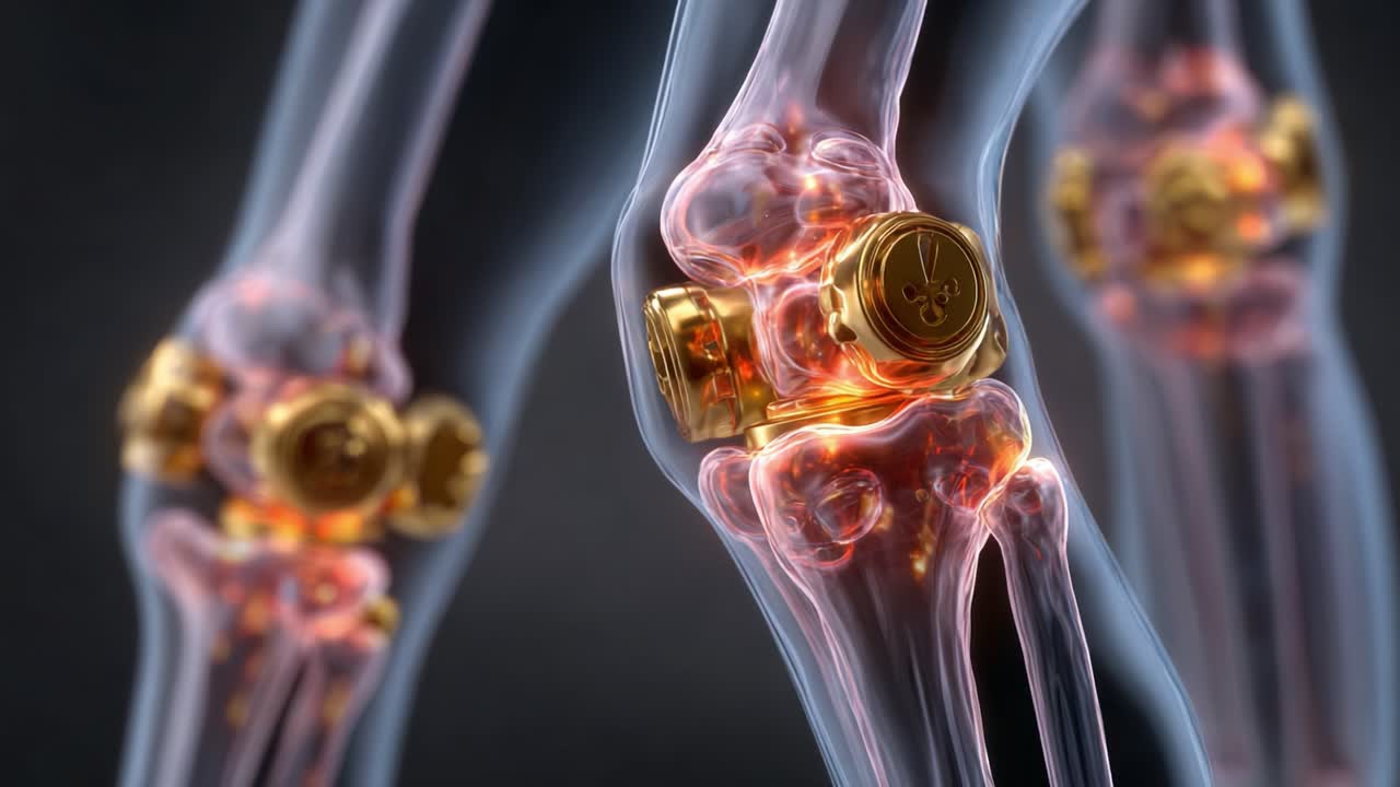 A Detailed Visualization of Knee Joints with Advanced Technology, Showcasing the Anatomical Structures and Enhancements for Better Understanding of Joint Mechanics