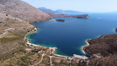 AERIAL-Orbiting-Shot-of-the-Stunning-Albanian-Riviera