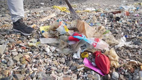 beach pollution cleaning trash thrown on beach in carter road beach mumbai india