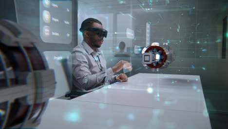 man using vr headset in an engineering design meeting