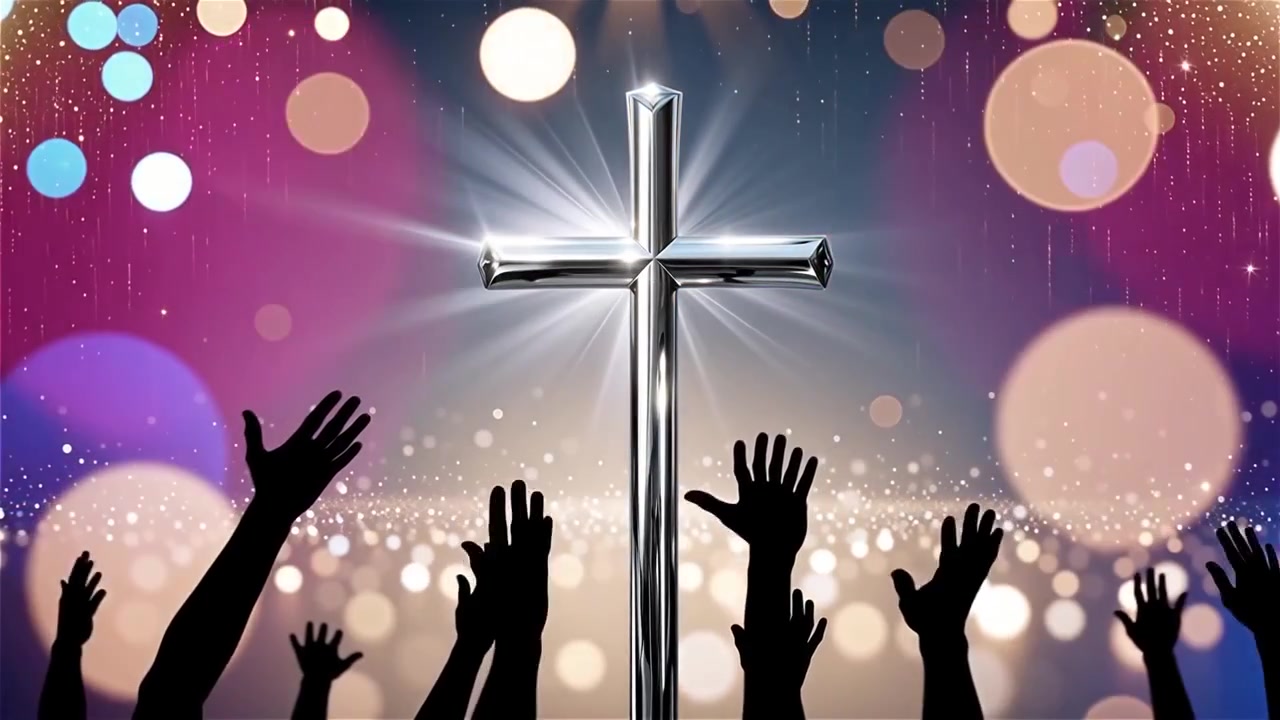 Cruz Cristiana con Luz Celestial, Fondo para Adoración.