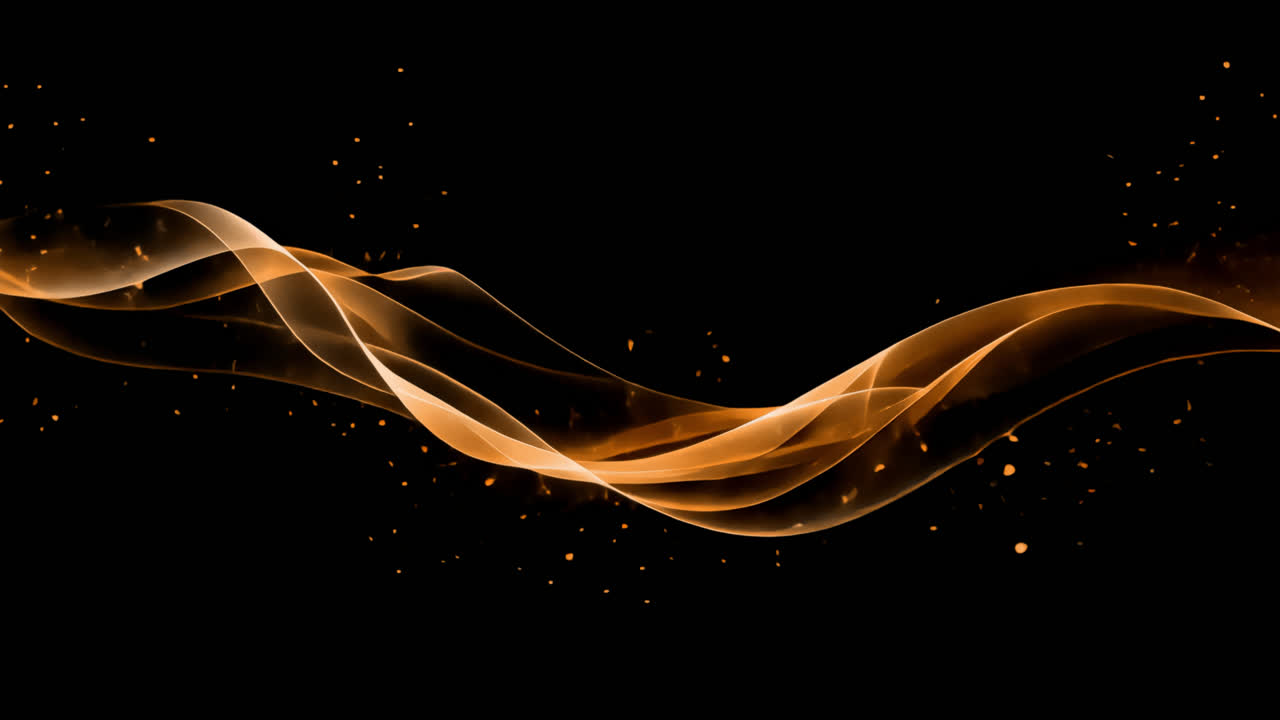 Abstract glowing orange wave animated overlay, transparent 4K video, alpha channel, ProRes 4444