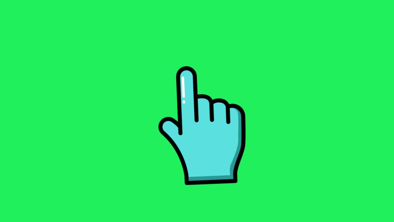 Animation blue mouse cursor isolate on green background.