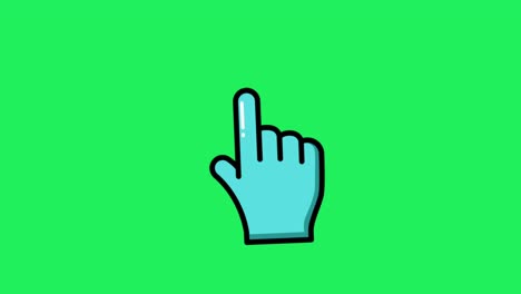 animation blue mouse cursor isolate on green background.