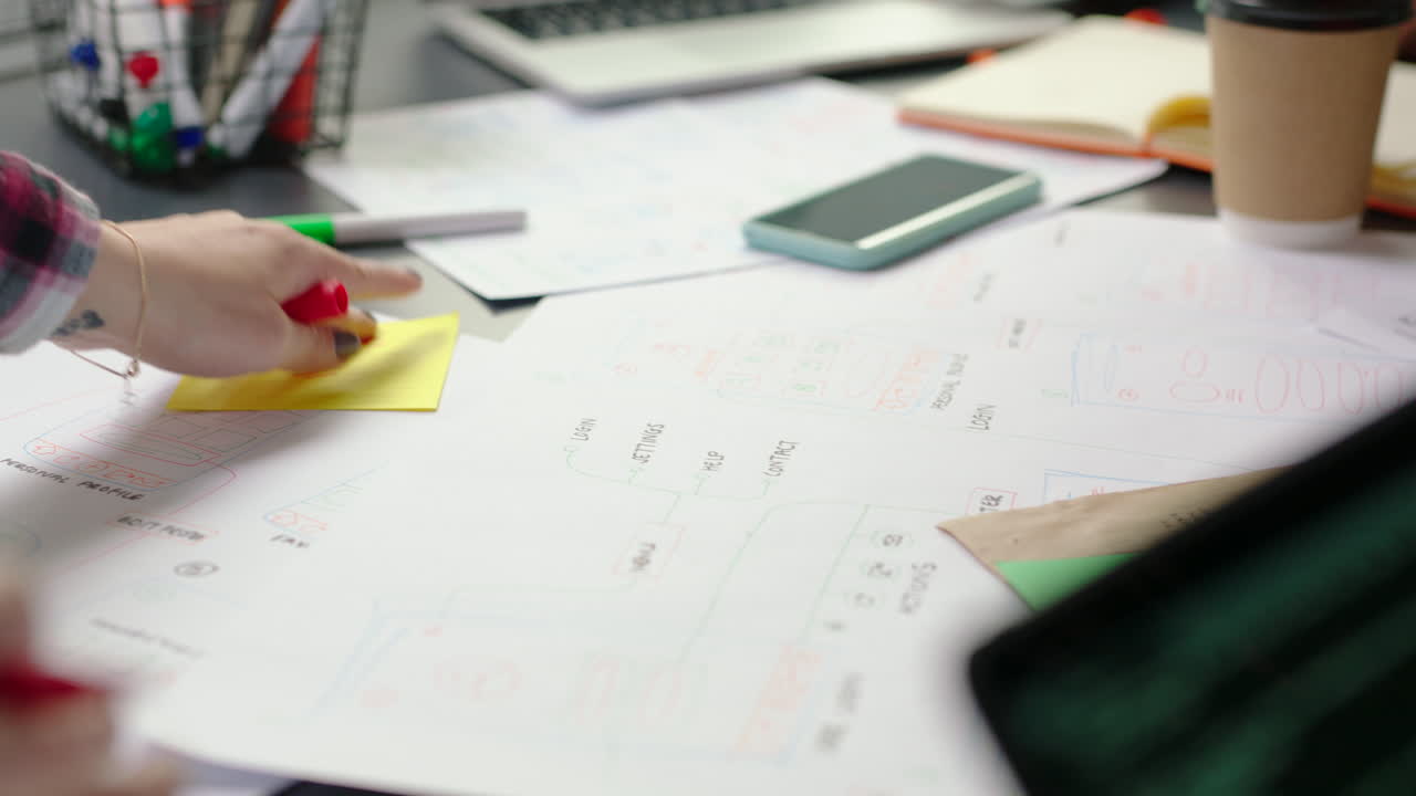 Hands of programming and coding team planning