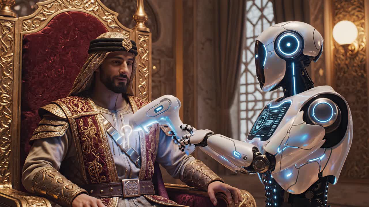 An Arab Sheikh Meets a Futuristic Robot