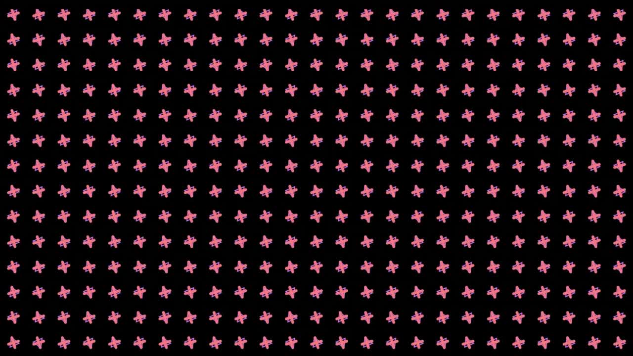 animación de cruces rotativas sobre un fondo negro