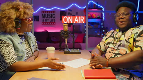 podcast interview in a stylish studio