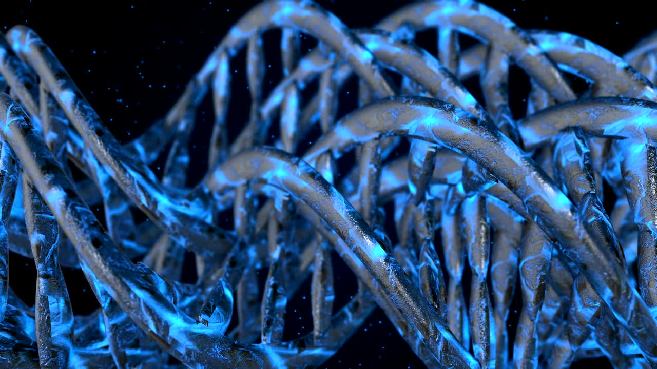 DNA code. Abstract 3d polygonal wireframe DNA molecule helix spiral. Loop animation.