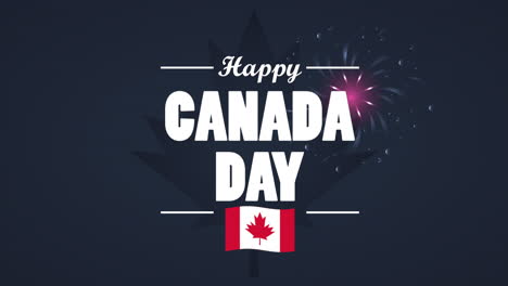 happy canada day celebration with flag and lettering