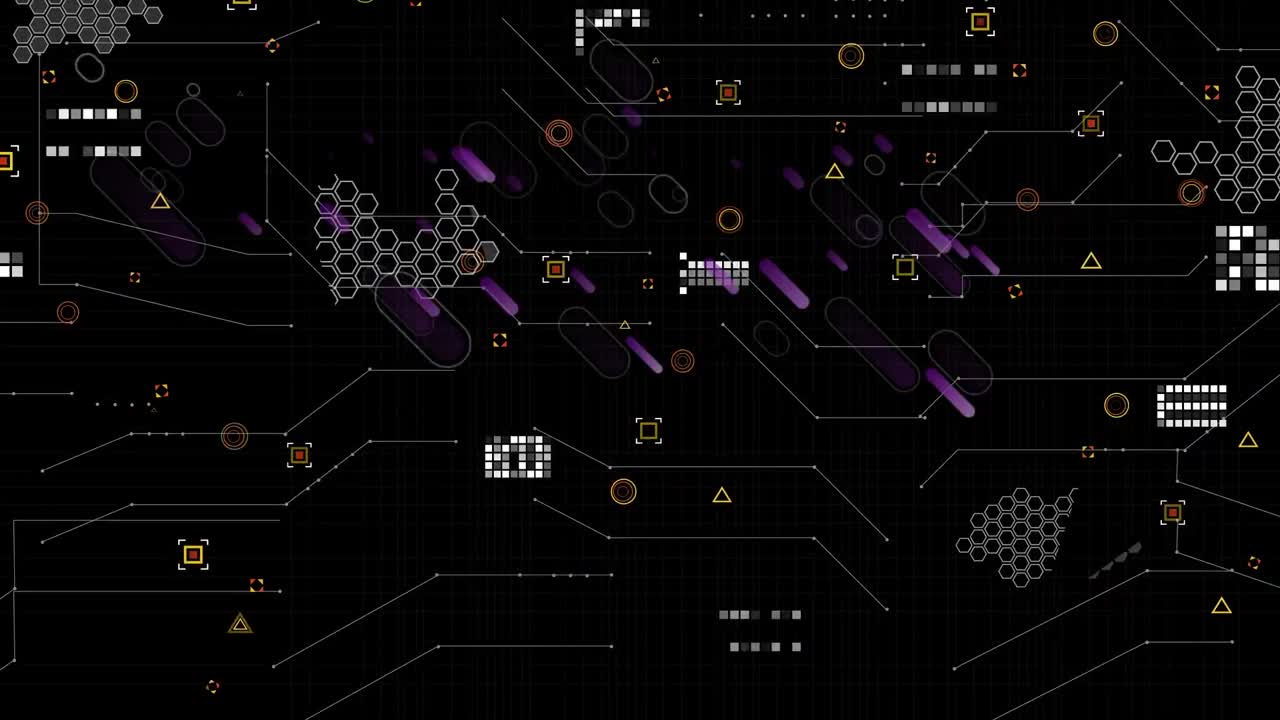 Animation of data processing on black background