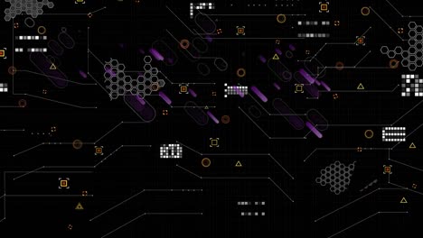 animación del procesamiento de datos sobre un fondo negro