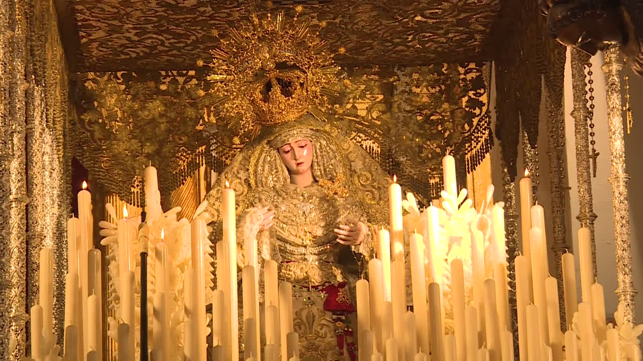 Religious Icon of Mary, surrounded by candles