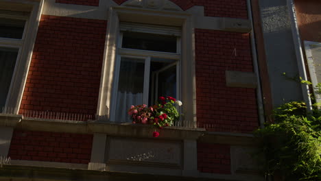 Arquitectura-Tradicional-Con-Flores-En-La-Ventana-En-Baden-Baden,-Alemania.