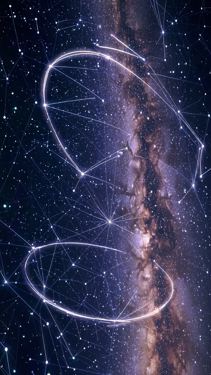 Un concepto de vídeo cósmico fascinante con un ángulo cenital, que muestra una galaxia estrellada y brillante