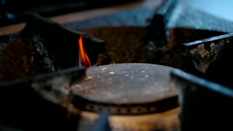 kitchen - gas cooker with burning flames propane gas