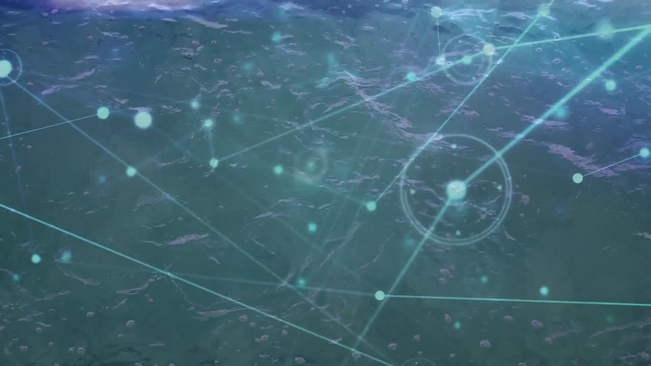 animación de la red de conexiones a través de la natación de nadadoras en forma