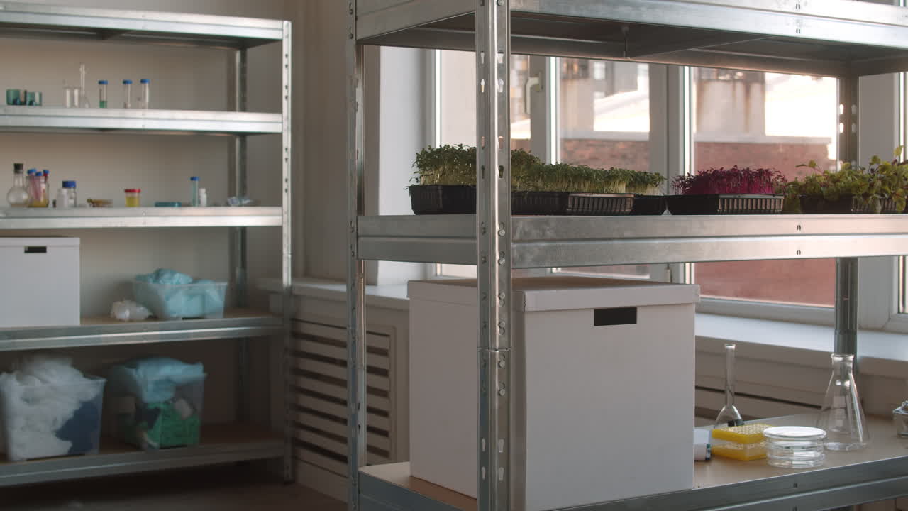 식물과 장비를 가진 실험실 설정