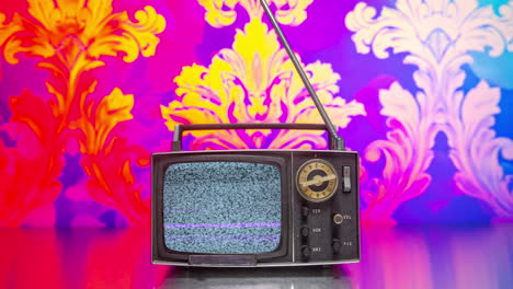 Retro-television-with-wallpaper-background