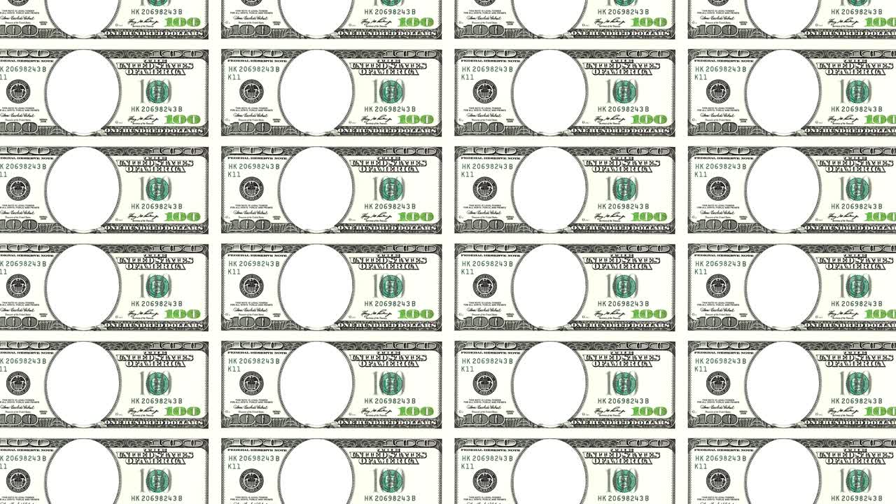 얼굴이 없는 100달러 지폐 한 장.