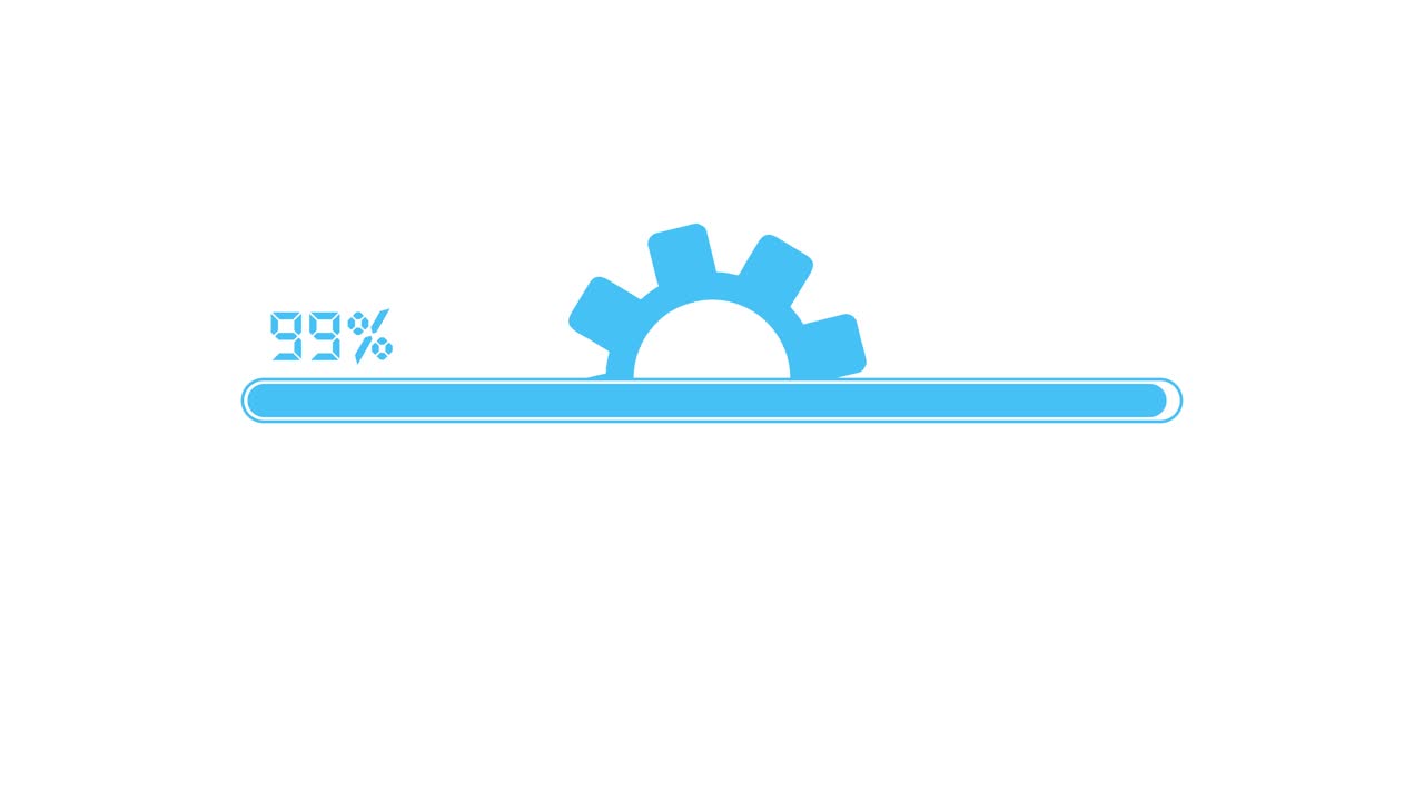 Animated Progress Bar with Gear Icon and Percentage Indicator