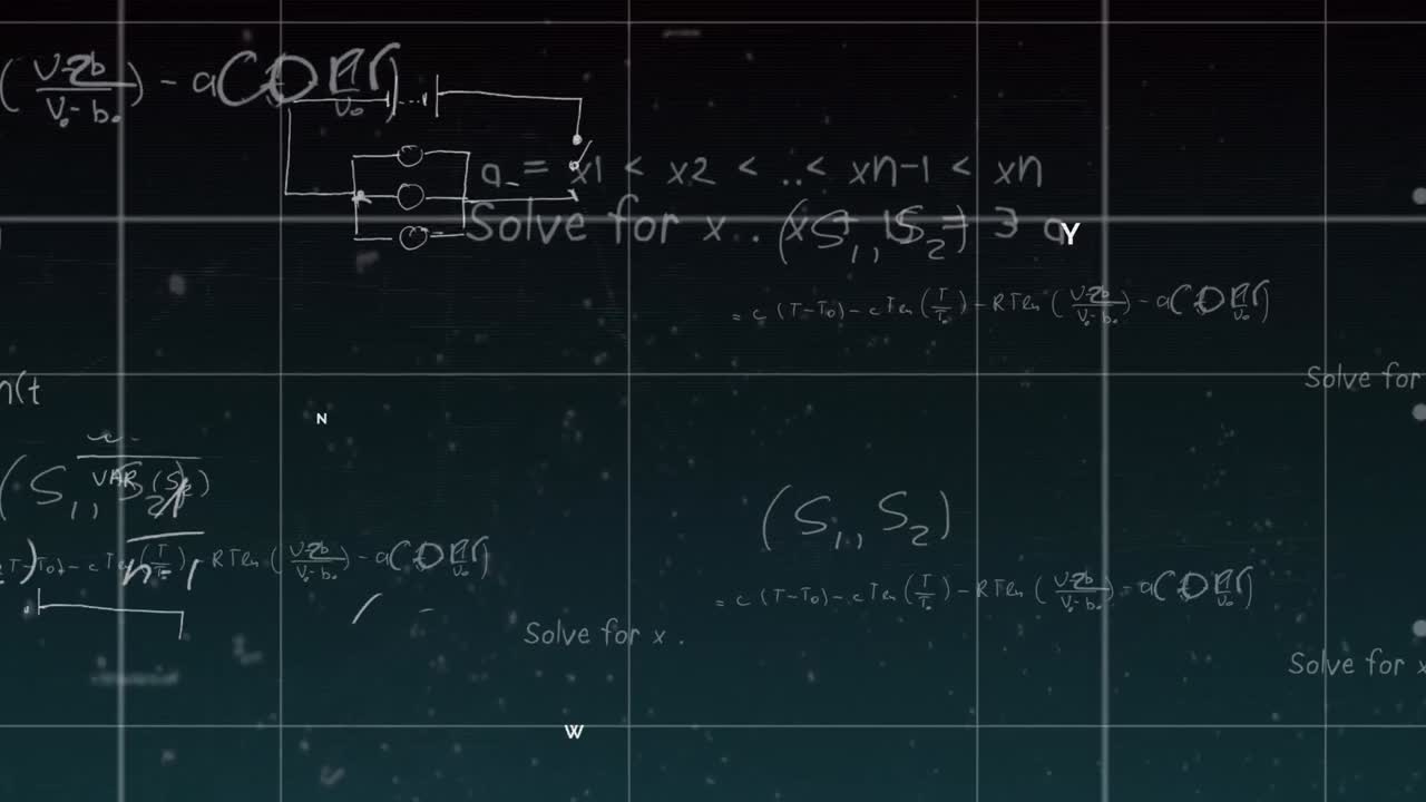 Animation of mathematical equations over black background
