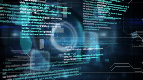 Animation of data processing over black background