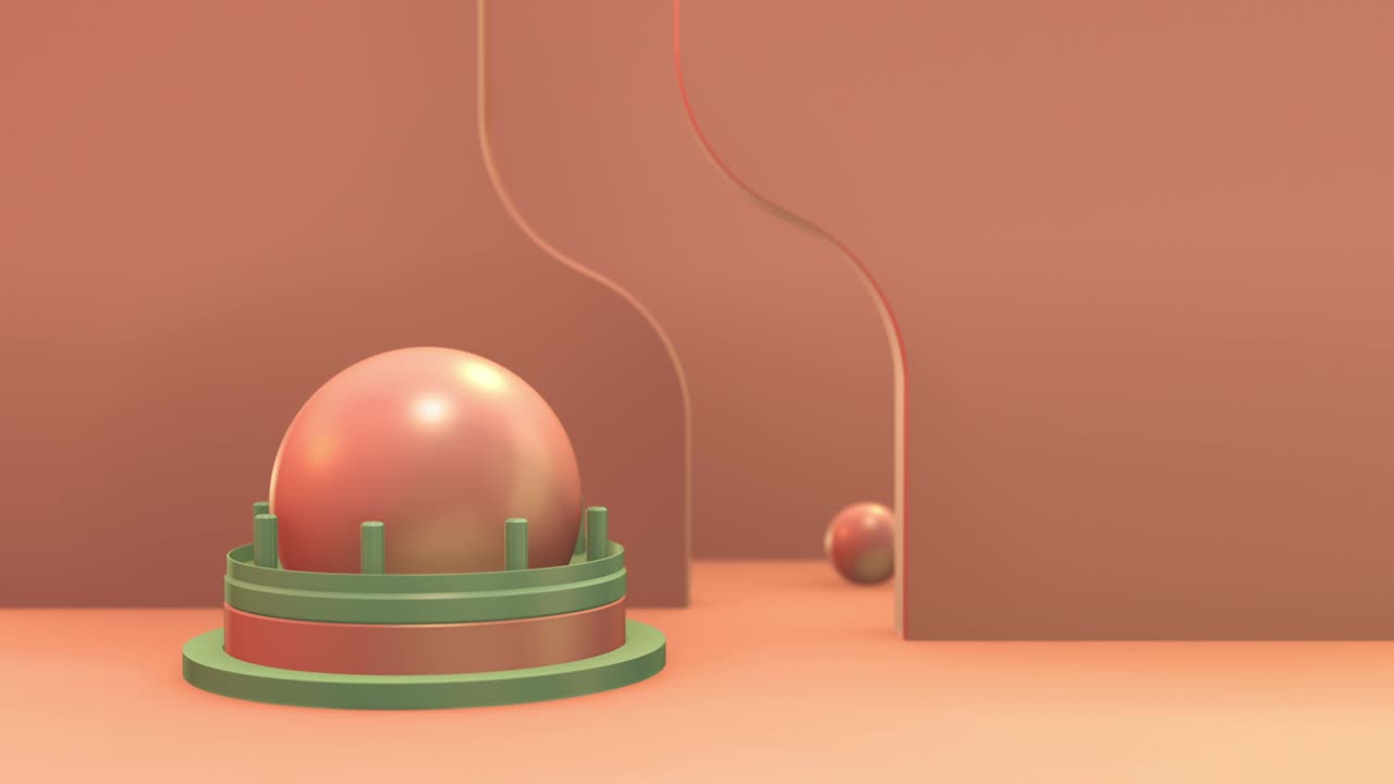 Abstract modern geometric minimalistic 3D art background in apricot color trend design. Video loop 4K UHD creative animation.