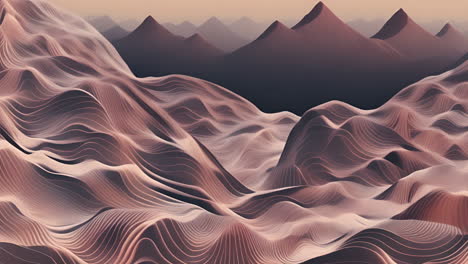 abstract mountain landscape with flowing lines animation over distant peaks