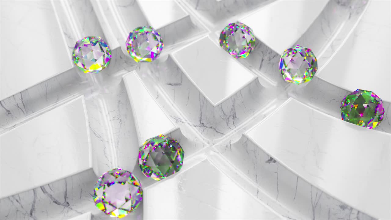 추상적인  대리석 배경에 있는 다채로운 보석