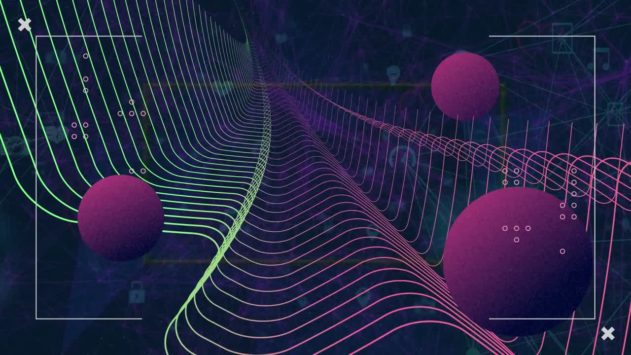 Animation of moving topographical shapes over moving on black background