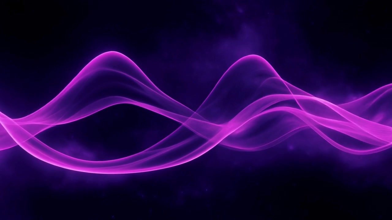 Abstract Purple Light Waves Flowing on Dark Background