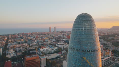 aerial view of barcelona. modern architecture in a coastal city