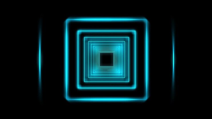 Abstract glowing neon tunnel using rays of light in a mosaic - 4k