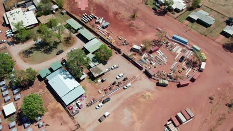 aerial footage looking down on the caravan park in the communtiy of kalkarindji, gurindji, northern territory, australia, august 2022.