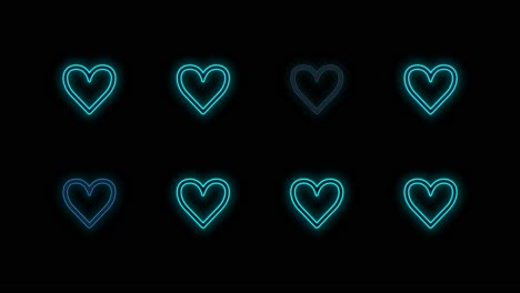 Pulsing-neon-blue-hearts-pattern-in-rows-10
