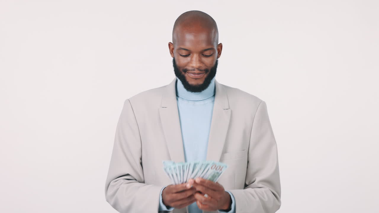 Money, financial and a man lottery winner
