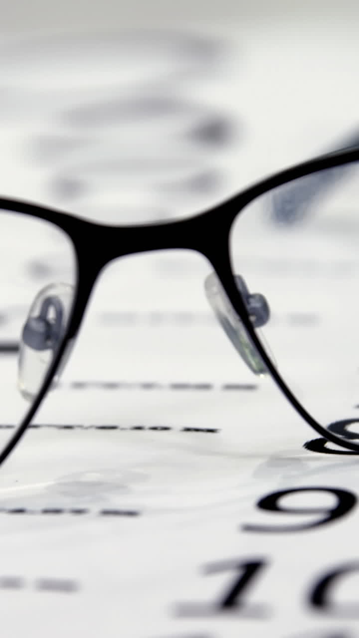 primer plano de las gafas en la tabla ocular