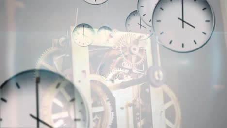 animación de relojes flotando sobre el mecanismo del reloj