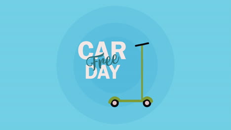 car free day lettering with skate animation