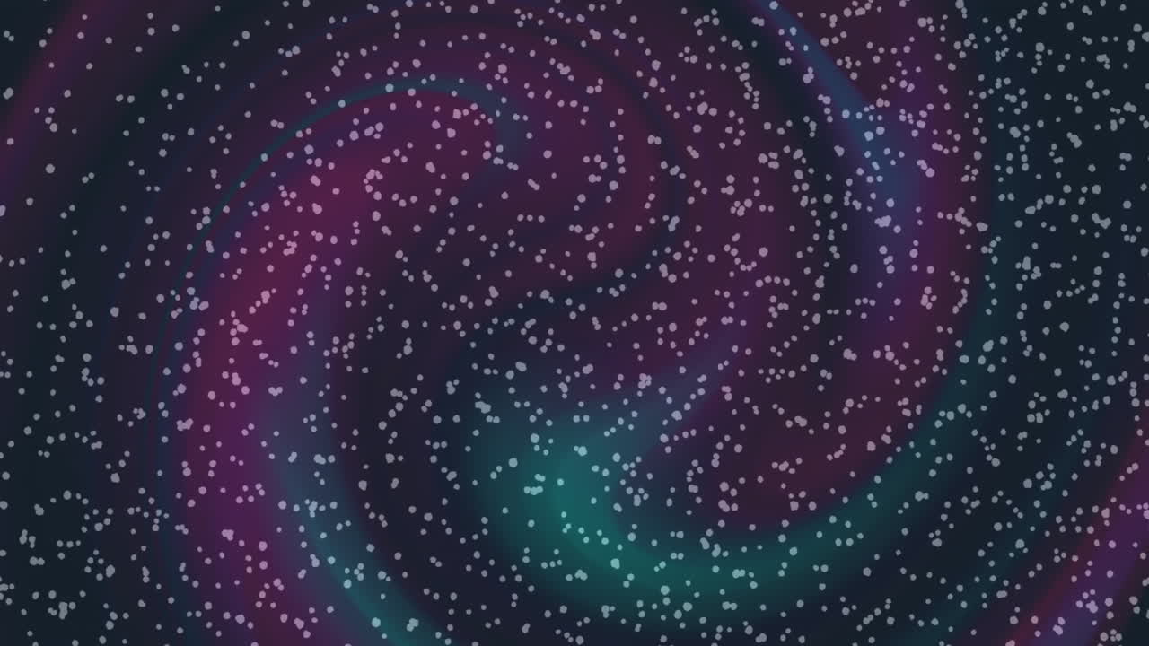 Animazione di una galassia vorticante con innumerevoli stelle su sfondo viola intenso