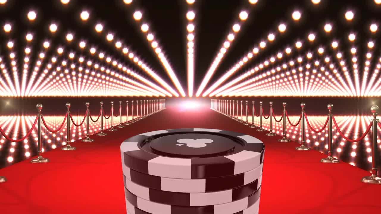 Video di fiche da poker nere su tappeto rosso