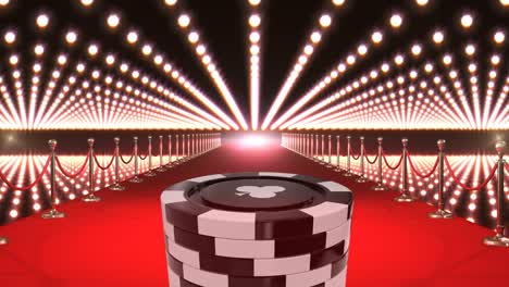 black poker chips on red carpet video